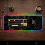 Topika - Mouse Pads RGB Mouse Mats, XL Mouse Pad Laptop Desk Mat Gold Lines