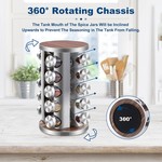 Topika - 20-Jar Rotating Spice Rack with Labels, Stainless Steel