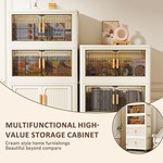 Topika - Folding Storage Cabinet, 4 Layer Foldable Organizer With Wheels
