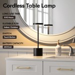 Topika - Cordless Rechargeable LED Table Lamp, Touch Dimmable 34cm, Black