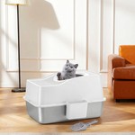 Topika Stainless Steel Top Entry Litter Box Metal Cat Litter Box with Lid