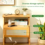 Topika Side Table Nightstand Bedside Table with Drawer, Bamboo Rattan Look