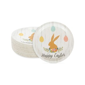 Topika - 80Pcs Easter Paper Plates Disposable Dinnerware Bunny & Egg Design
