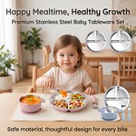 Topika 304 Stainless Steel Silicone Baby Feeding Set - Pink & Blue 2 Person