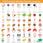 Topika Play Kitchen Accessories Toy Kitchen Sets for Kids, 108pcs