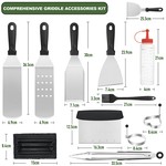 Topika - 14-Piece Flat Grill Tool Set for Camping, Outdoor Cooking & More