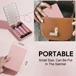 Topika 10 Pieces Makeup Brushes With LED Light & Mirror Pink Pocket Mirror