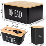 Topika - Bread Box Set With Butter Dish, Tea Canister & Free Butter Scraper