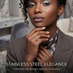 Topika Interlocked Stackable Rings for Women, Gold & Silver 2pcs Set