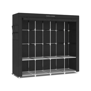 TopikaHome -Portable Closet Organiser with Cover, 4 Rods, Shelves & Pockets