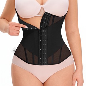 TOPIKA Breathable Waist Trainer Waist Cincher Body Shaper with 3-Row Hooks