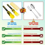 Topika Kids Fork And Spoon Yellow Construction Vehicle Utensils&PP material