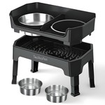 Topikapets - Adjustable Elevated Dog Bowls with Lick Plate & 2x 1.2L Bowls