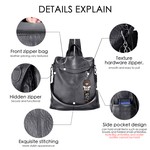 Topika - Leather Backpacks for Ladies, Shoulder Satchel Bag with Anti-Theft