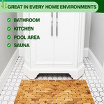 Topika - Wooden Slatted Bath Mat, Foldable Bamboo Anti Slip Shower Mat