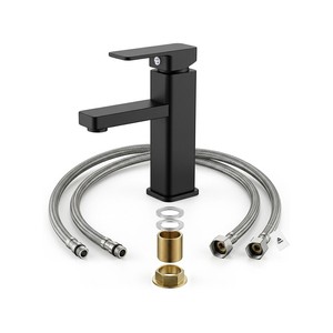 Topika - Matte Black Bathroom Faucet, 1-Handle Waterfall Basin Tap