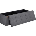 Topika 110cm Large Storage Ottoman Cube Foldable Box Bench with Lid Grey