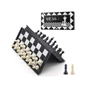 Topika Magnetic Chess & Checkers Set with Extra Queens Portable Board