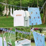 Topika - Clothesline Washing Line with Hooks, Nylon Windproof Laundry Rope