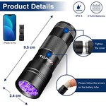 Topika Pet Urine Detector, UV Flashlight Blacklight Torch 12 LED