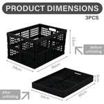 Topika Collapsible Crate 3 Piece Plastic Storage Bins for Garage & Home