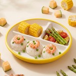 Topika Ceramic Silicone Suction Plate, 3-Section Toddler Meal Dish for Kids
