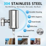 TopikaHome - Stainless Steel Faucet Water Sink Filter with 2 Pieces Cartridges