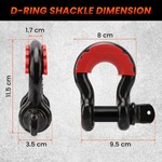 TopikaAuto 9m 15Ton Tow Strap Heavy Duty with D-Ring Shackles Recovery Rope