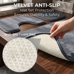Topika - Bathroom Mat Set 3 Pcs, Non-Slip Plush Memory Foam Bath Rugs
