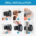 Topika - Wall Mounted Broom and Mop Holder, 4pcs Heavy Duty Tool Rack