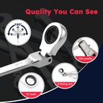 Topika - 14 Pieces Flexible Ratchet Wrench Set 6-19mm, Metric Gear Spanner Kit