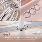 Topika Interlocked Stackable Rings for Women, Gold & Silver 2pcs Set