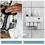 Topika 3 Cup Wall-Mounted Toothbrush Holder, Automatic Toothpaste Dispenser