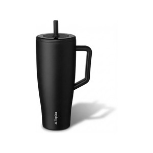 Topika - Leakproof Tumbler With Handle And Straw, 1200ml Car Cup, Black