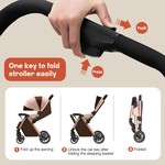 Topika Portable Baby Stroller Pram, Dual Push Foldable Stroller, 0-36M