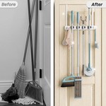 Topika Broom Holder Door Rack Over Door with Hooks,Tool Storage Organiser