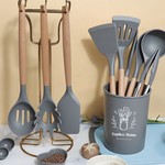 Topika - Silicone Kitchen Utensils Set 44-piece with Wooden Handles & Holder
