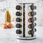 Topika - Stainless Steel Rotating Spice Rack with 20 Glass Jars & Label Set