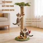Topika Cat Scratching Tree 114cm Tall, Sisal Scratcher with Toys