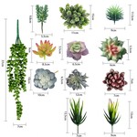 Topika - Fake Plants Artificial Succulent Set, Fake Plant Room Decor 15 Pieces