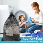 Topika Mesh Laundry Bag, Large Drawstring Travel Bag For Clothes, 2 Piece