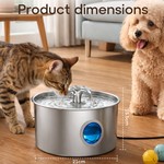 Topika Stainless Steel Cat Water Fountain 3.2L, Whisper-Quiet