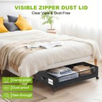 TopikaHome Underbed Storage with Wheels, Clear Lid & Labels, 2Pack