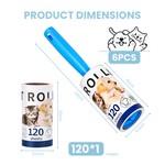 Topika Lint Roller Refills Pet Hair Removal Roller 120x6Sheets 2 handles