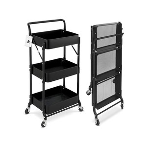 Topika - Rolling Storage Cart,Foldable Utility Metal Trolley for Home Decor