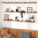 Topika - Wall Shelves Floating Shelf Set, 6pcs Mounted Wood Storage Racks