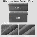 Topika 110cm Large Storage Ottoman Cube Foldable Box Bench with Lid Grey