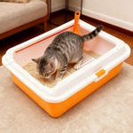 Topika Cat Litter Box with Scoop, Top Open, Easy Clean| Orange