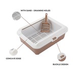 Topika - Sifting Cat Litter Box with Scoop, Semi-Enclosed, Easy Clean