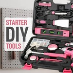 Topika Pink Household Tool Set 135-Piece with 3.6V Cordless Driver Drill
